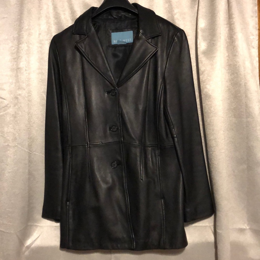 Nine West Black Leather Coat
